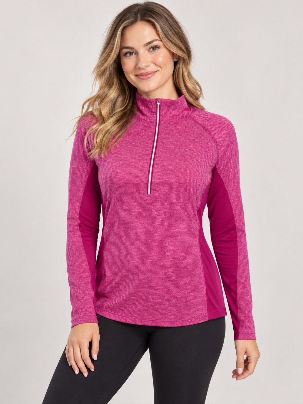 title: Danskin Now Women’s Pink Heather Dri‑More Half‑Zip Active Top size M